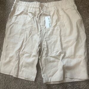 Tan Shorts with Elastic Waistband unisex elastic waistband